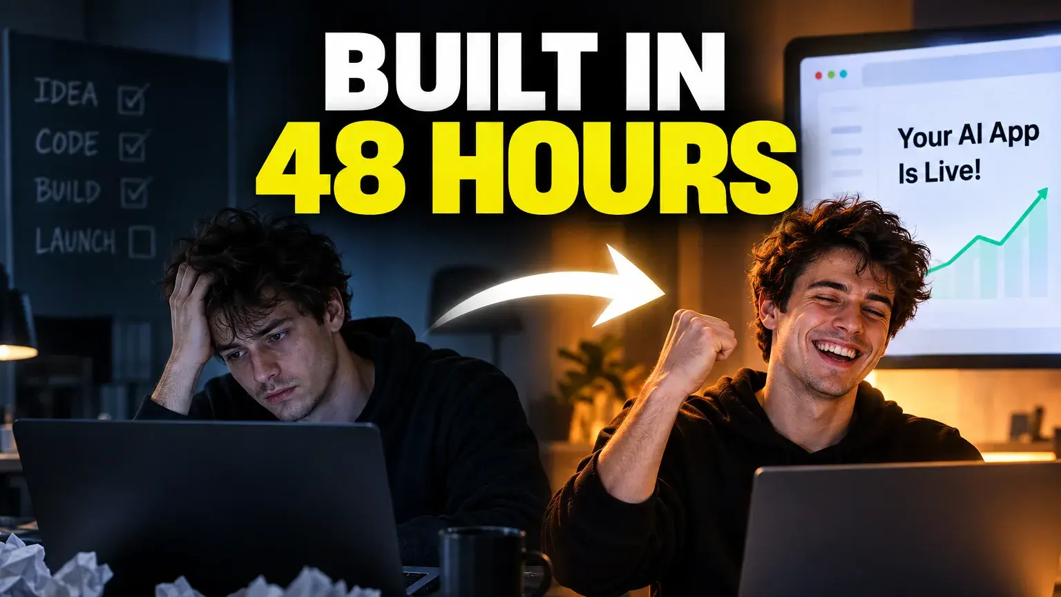 BUILT IN 48 HOURS build / proof YouTube thumbnail example