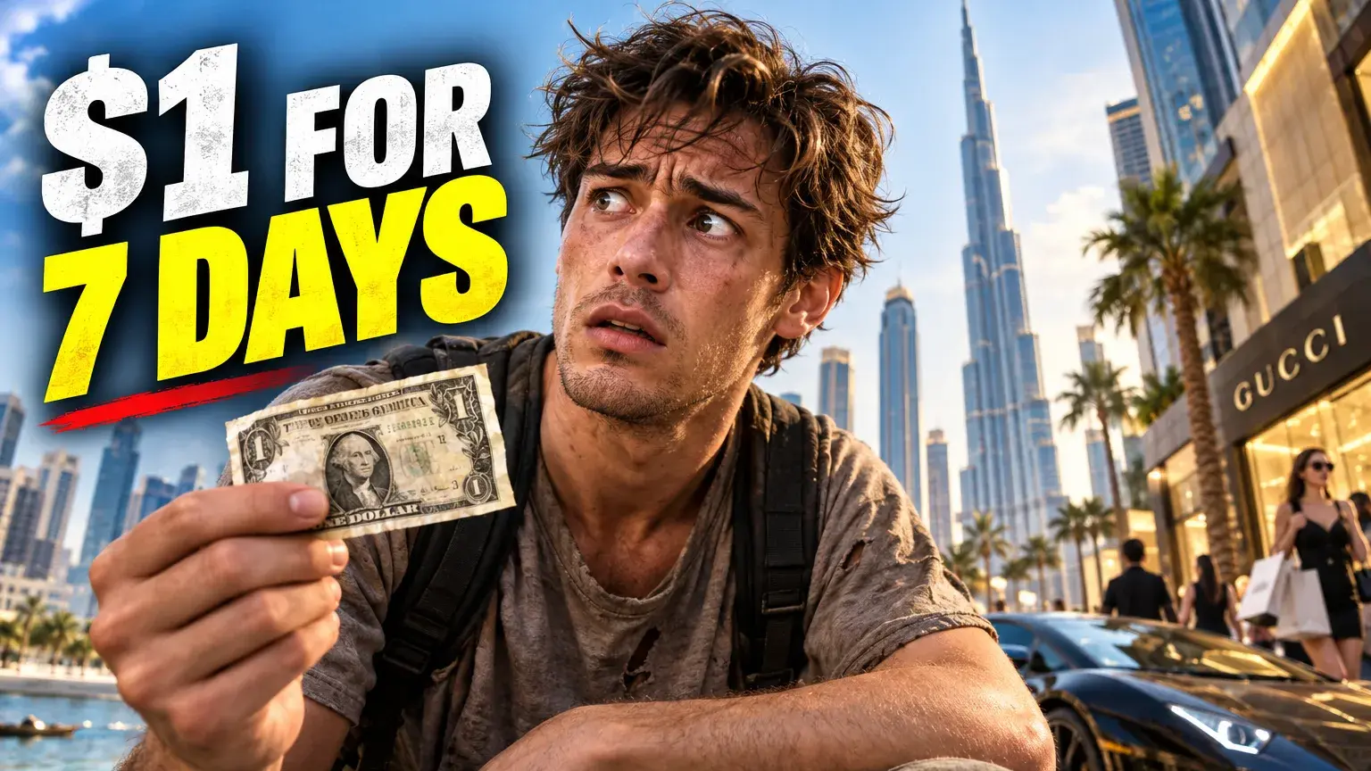 $1 FOR 7 DAYS challenge / curiosity YouTube thumbnail example